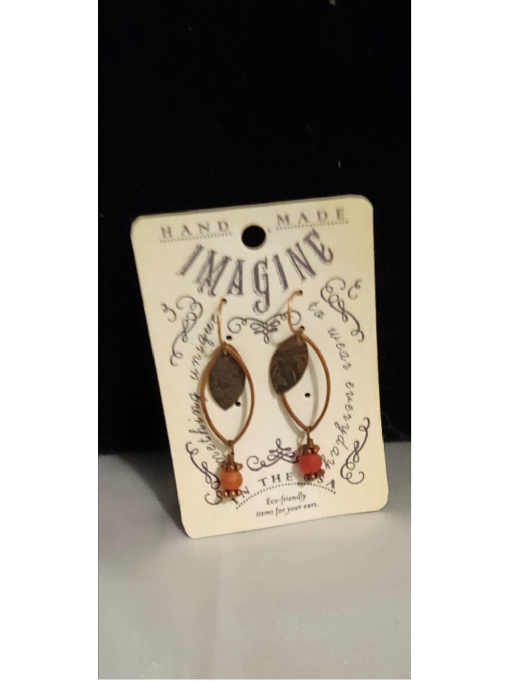 Handmade Copper Leaf Drop Earrings